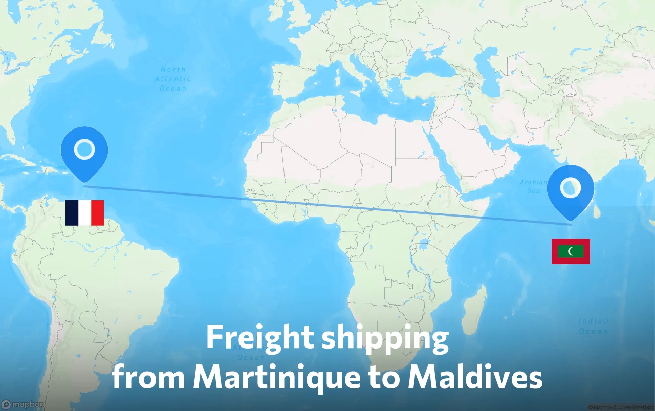 Shipping route from Martinique to Maldives