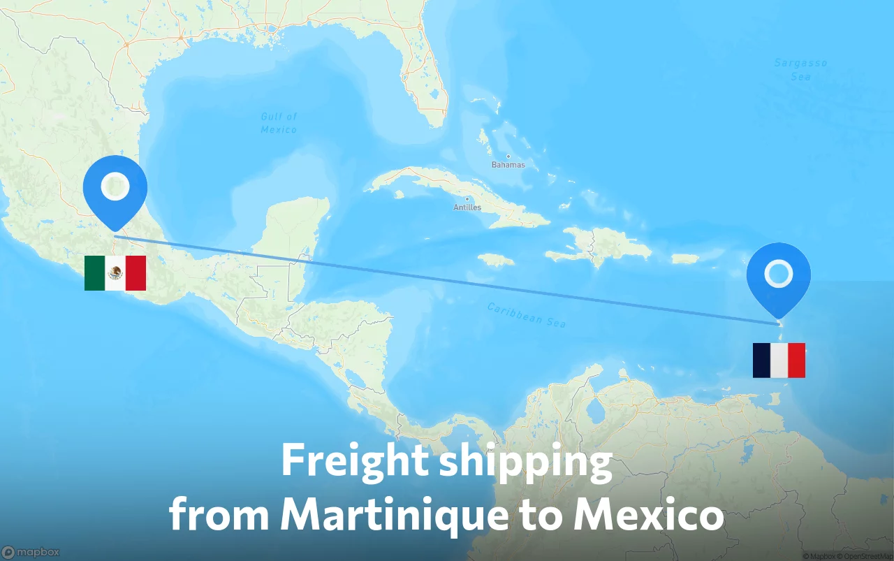 Shipping route from Martinique to Mexico