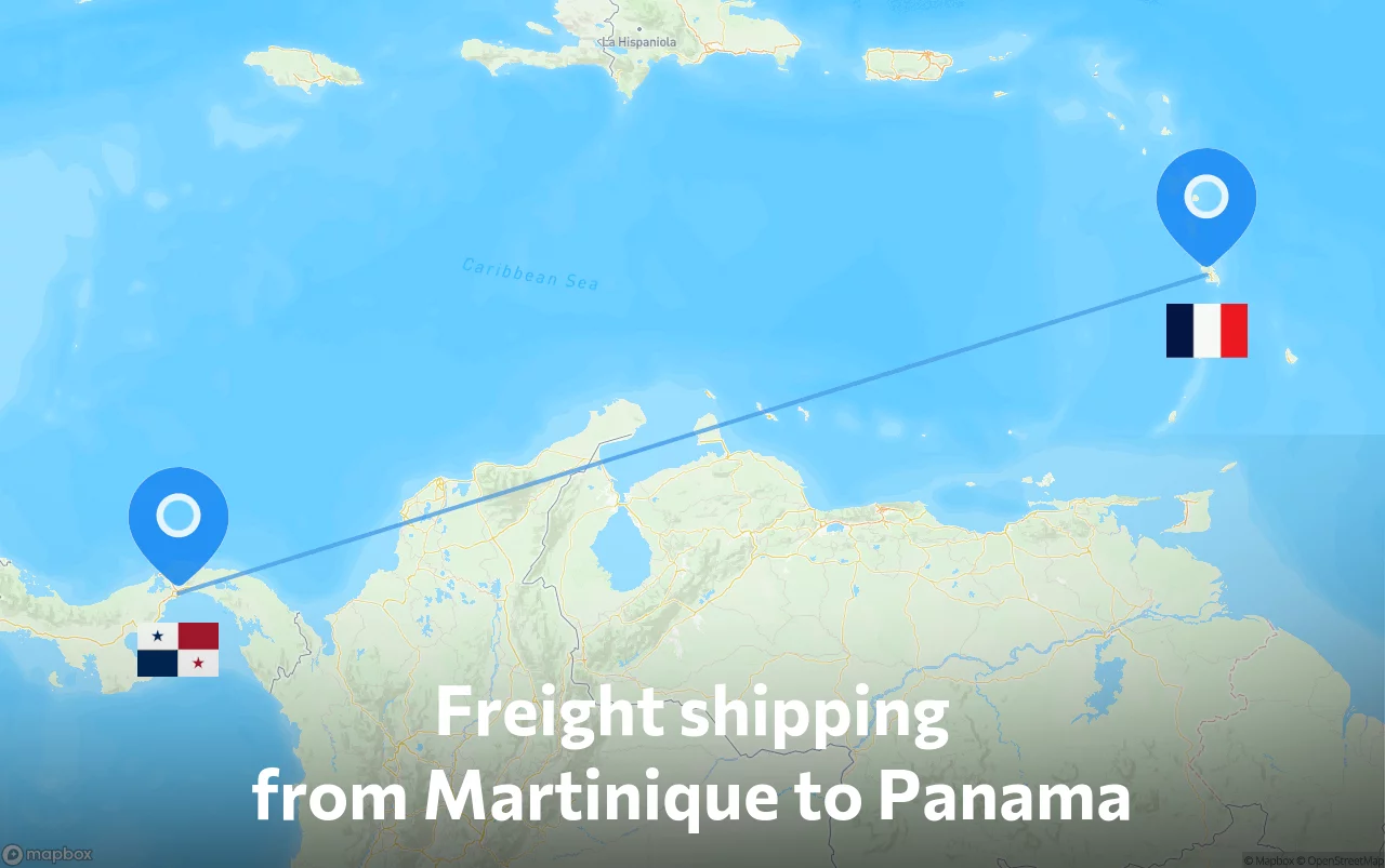 Shipping route from Martinique to Panama