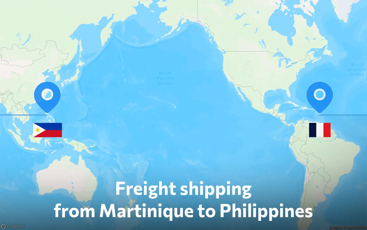Shipping route from Martinique to Philippines