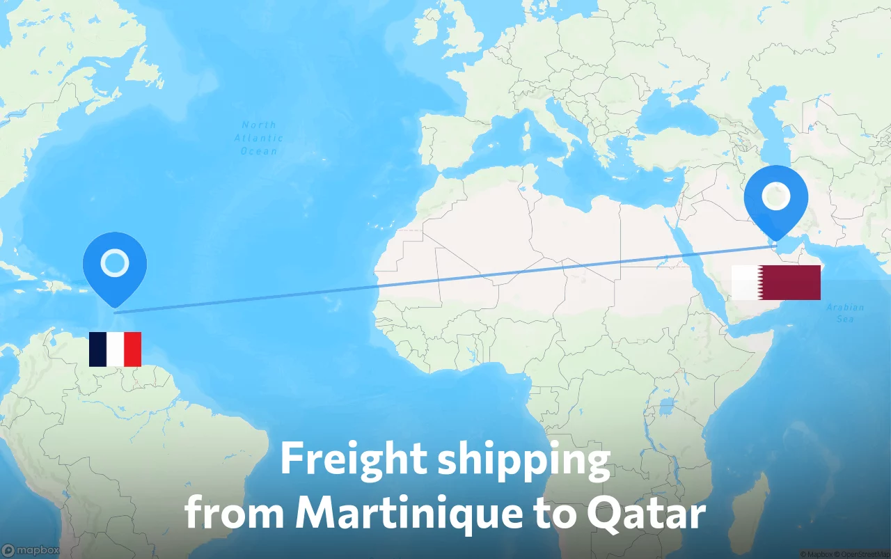 Shipping route from Martinique to Qatar