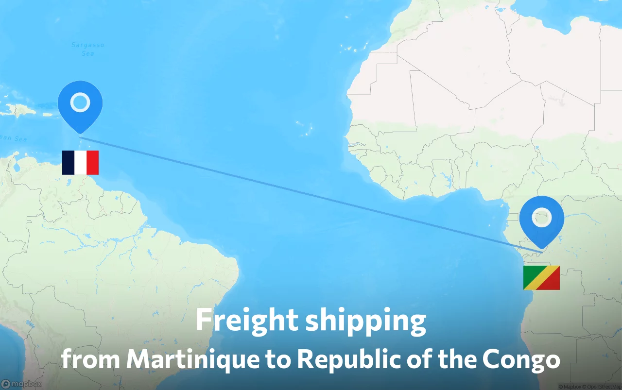 Shipping route from Martinique to Republic of the Congo