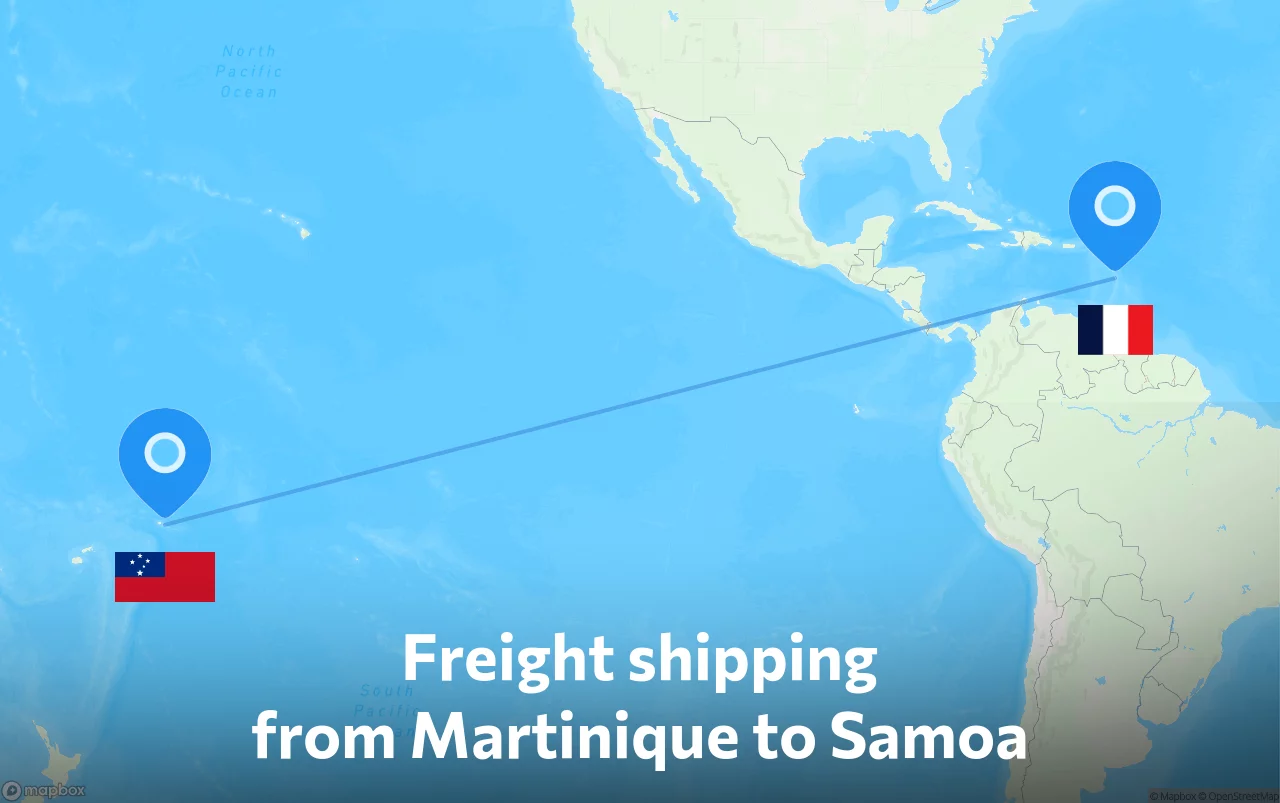 Shipping route from Martinique to Samoa