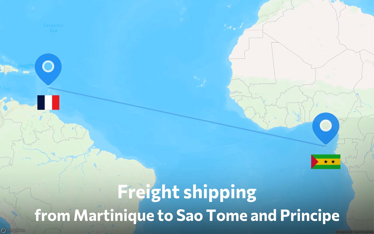 Shipping route from Martinique to Sao Tome and Principe