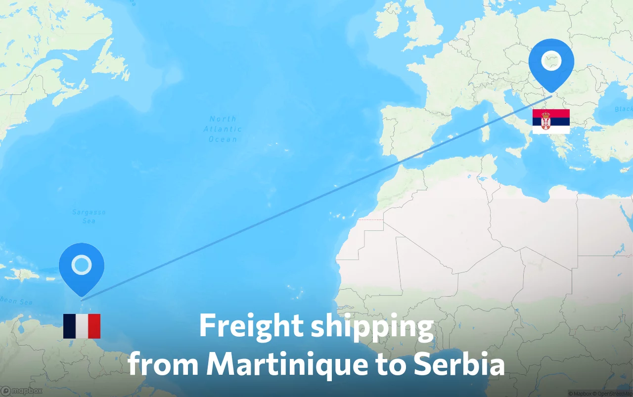 Shipping route from Martinique to Serbia