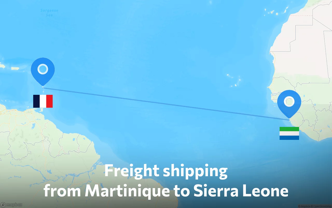 Shipping route from Martinique to Sierra Leone