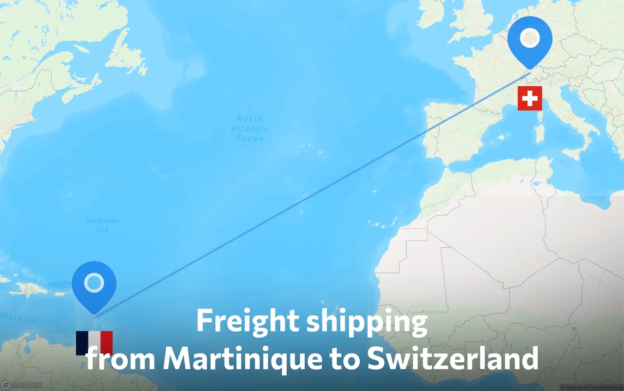 Shipping route from Martinique to Switzerland