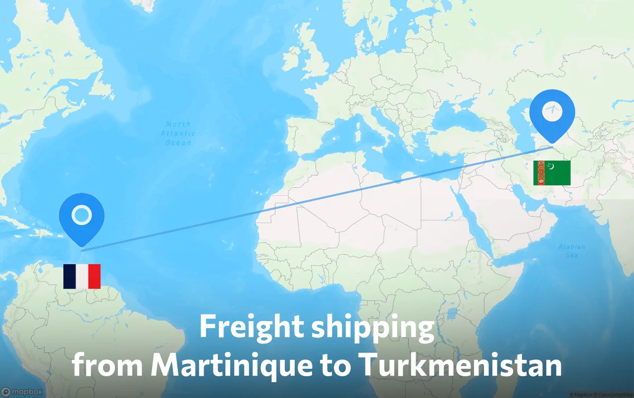 Shipping route from Martinique to Turkmenistan