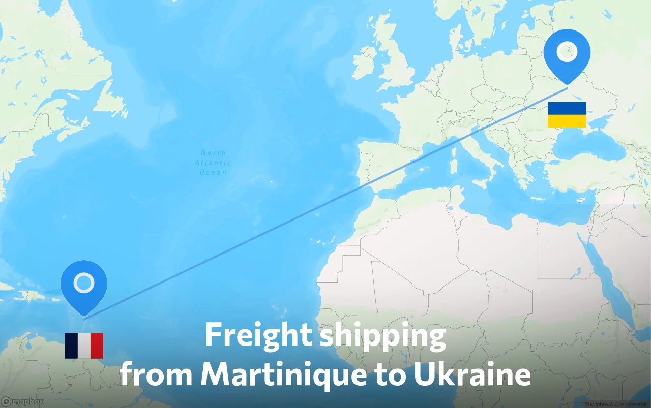 Shipping route from Martinique to Ukraine
