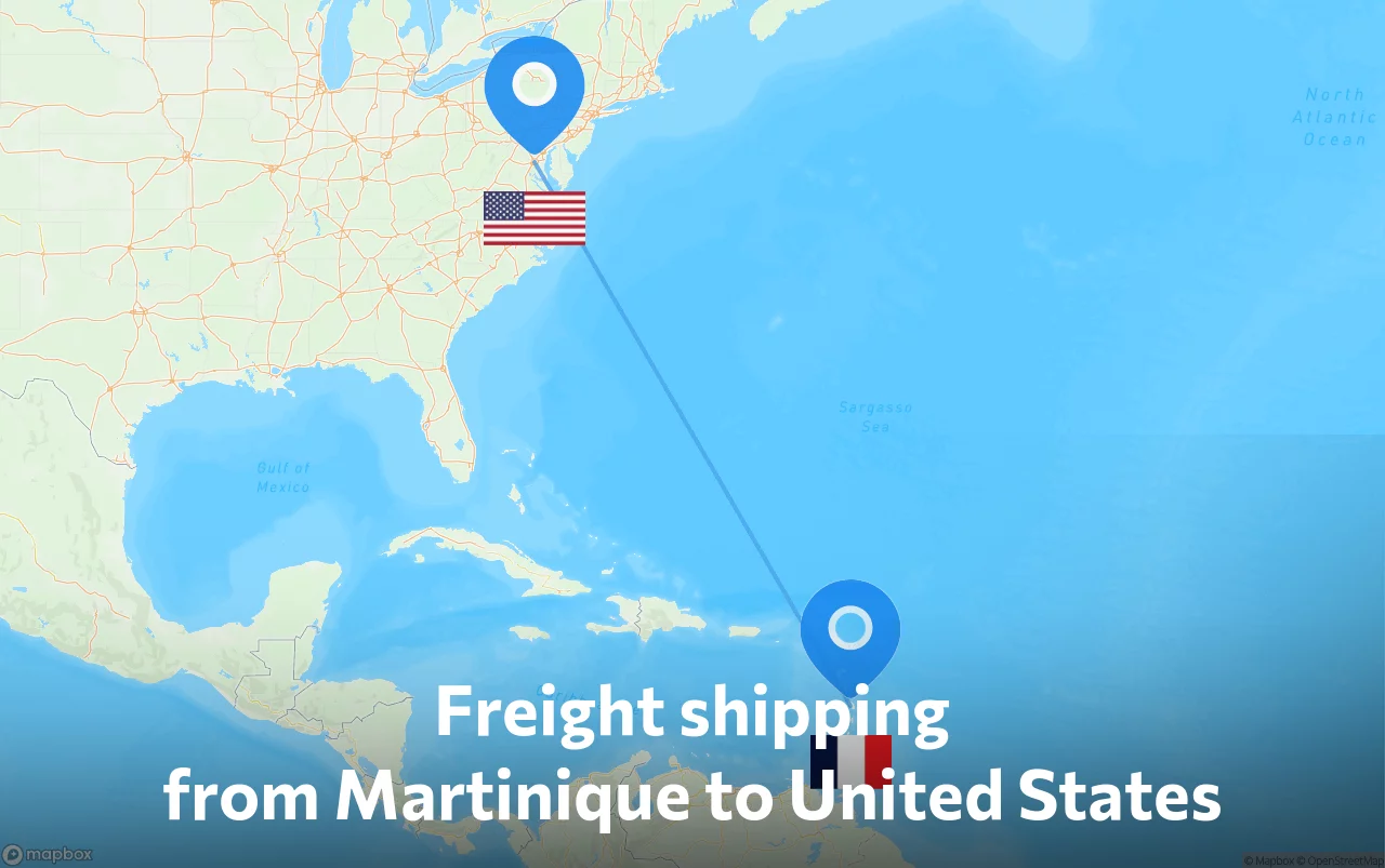 Shipping route from Martinique to United States