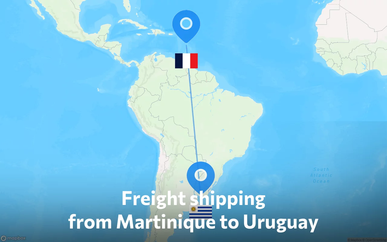 Shipping route from Martinique to Uruguay