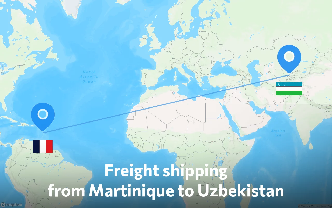 Shipping route from Martinique to Uzbekistan