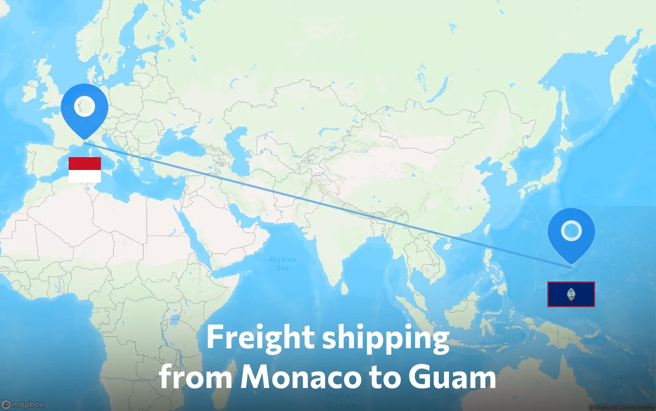 Shipping route from Monaco to Guam