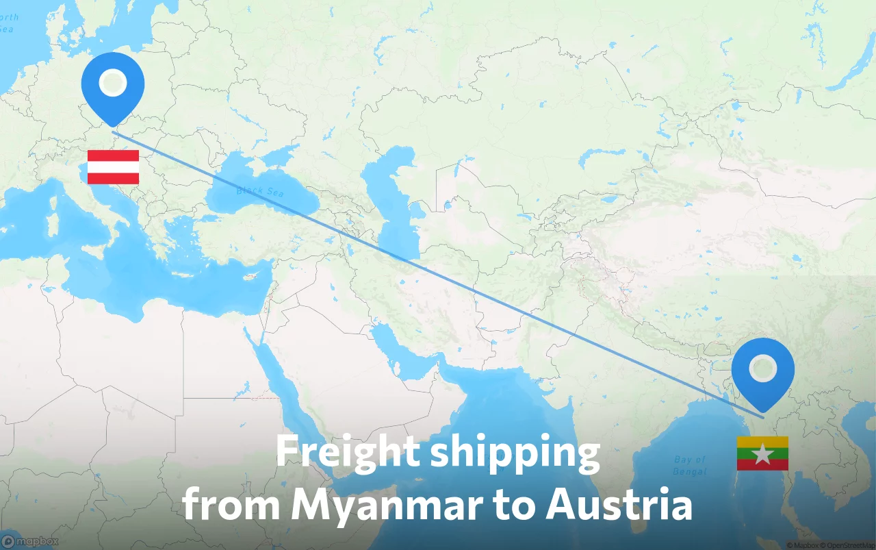 Shipping route from Myanmar to Austria