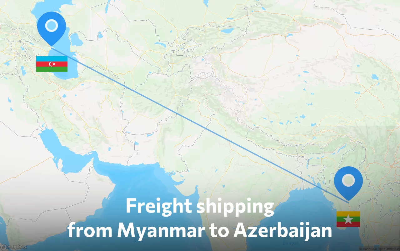 Shipping route from Myanmar to Azerbaijan