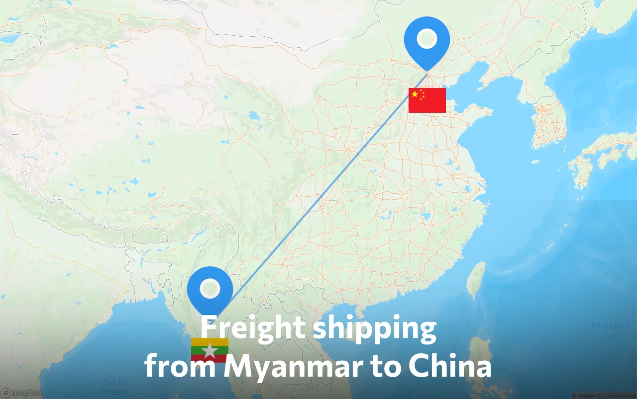 Shipping route from Myanmar to China