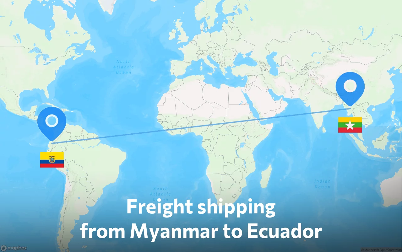 Shipping route from Myanmar to Ecuador