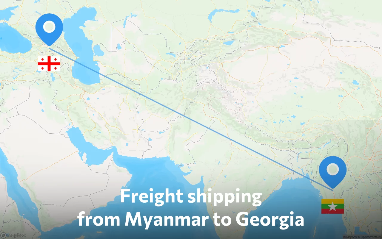 Shipping route from Myanmar to Georgia