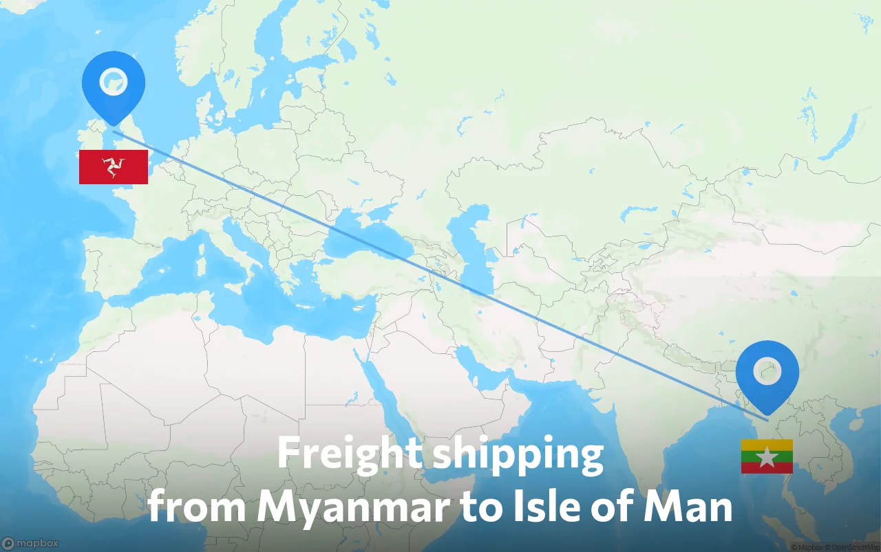 Shipping route from Myanmar to Isle of Man