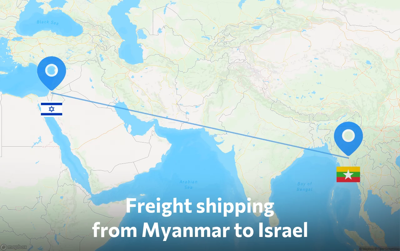 Shipping route from Myanmar to Israel