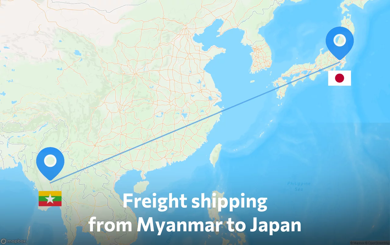 Shipping route from Myanmar to Japan