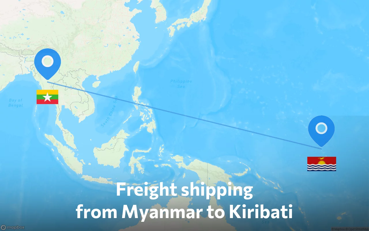 Shipping route from Myanmar to Kiribati