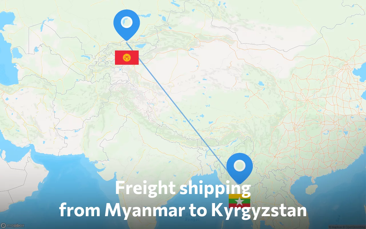 Shipping route from Myanmar to Kyrgyzstan