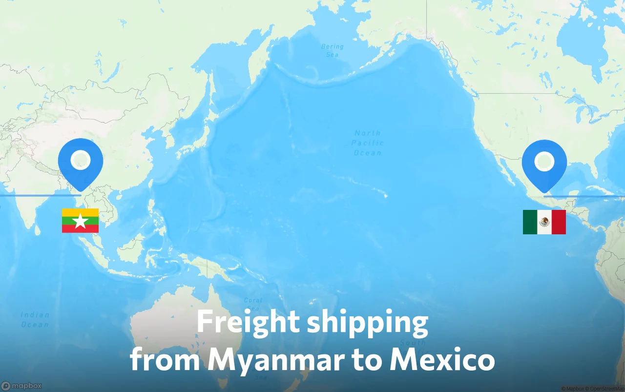 Shipping route from Myanmar to Mexico