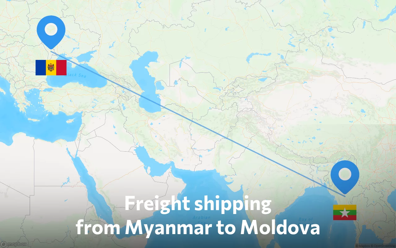 Shipping route from Myanmar to Moldova