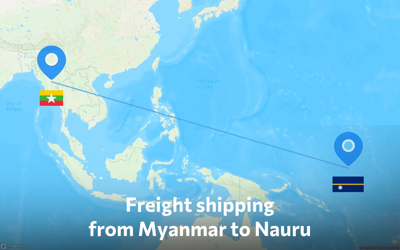 Shipping route from Myanmar to Nauru