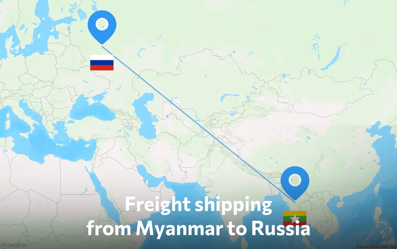 Shipping route from Myanmar to Russia