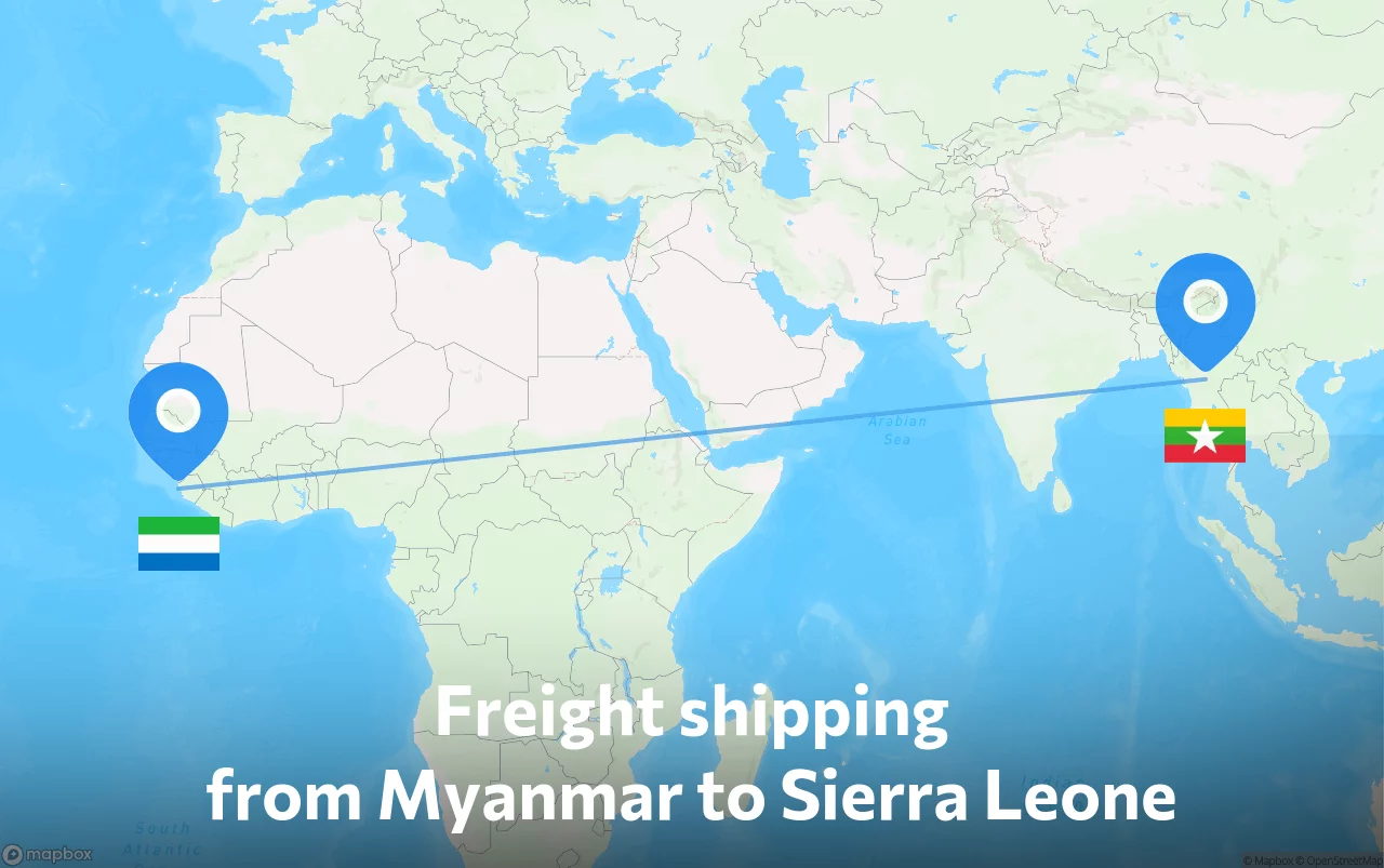Shipping route from Myanmar to Sierra Leone