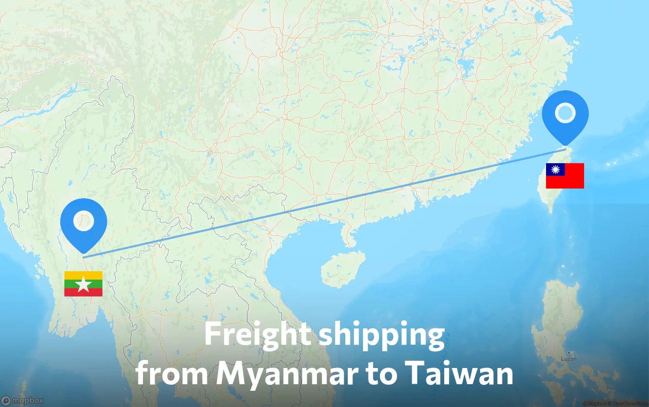 Shipping route from Myanmar to Taiwan