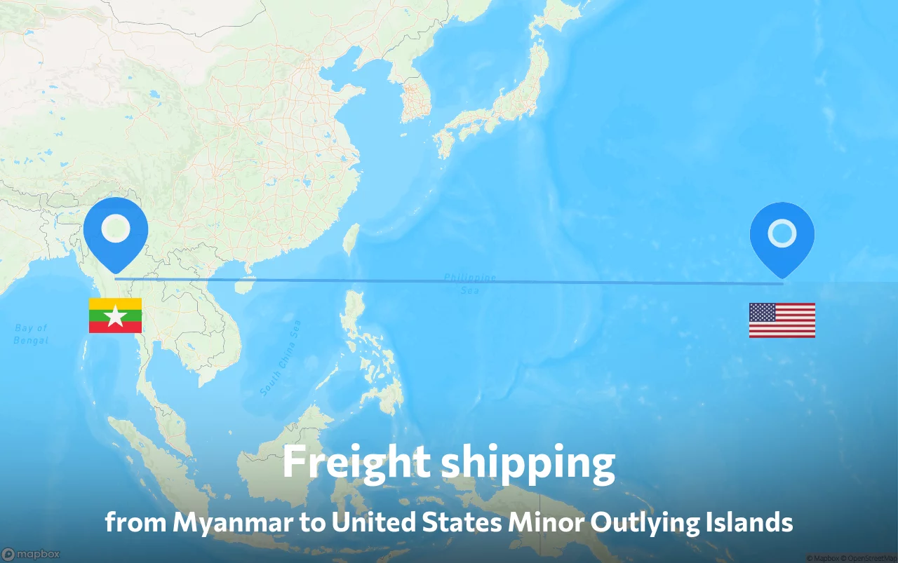Shipping route from Myanmar to United States Minor Outlying Islands
