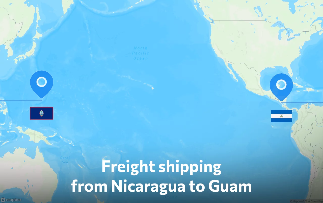 Shipping route from Nicaragua to Guam
