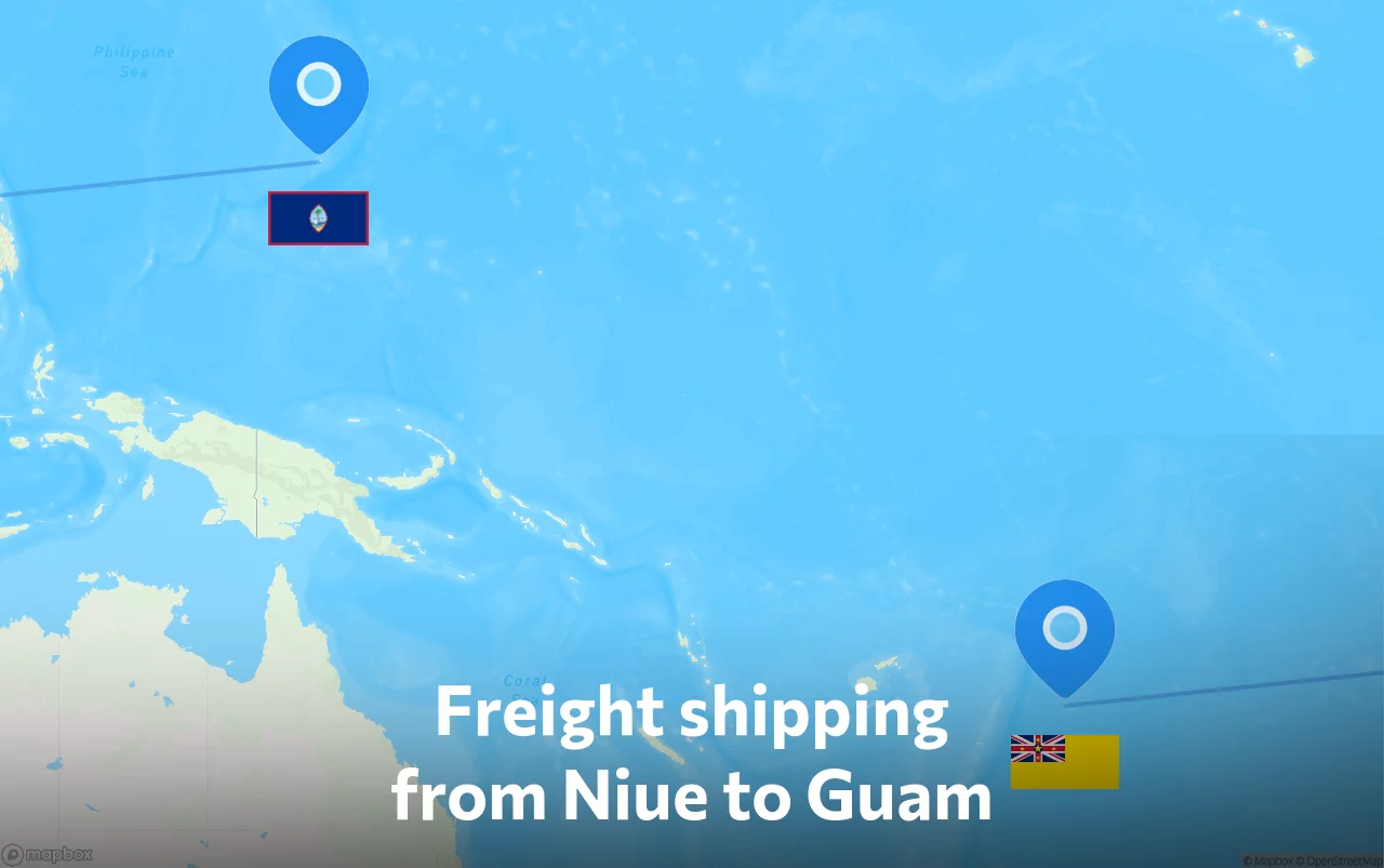 Shipping route from Niue to Guam