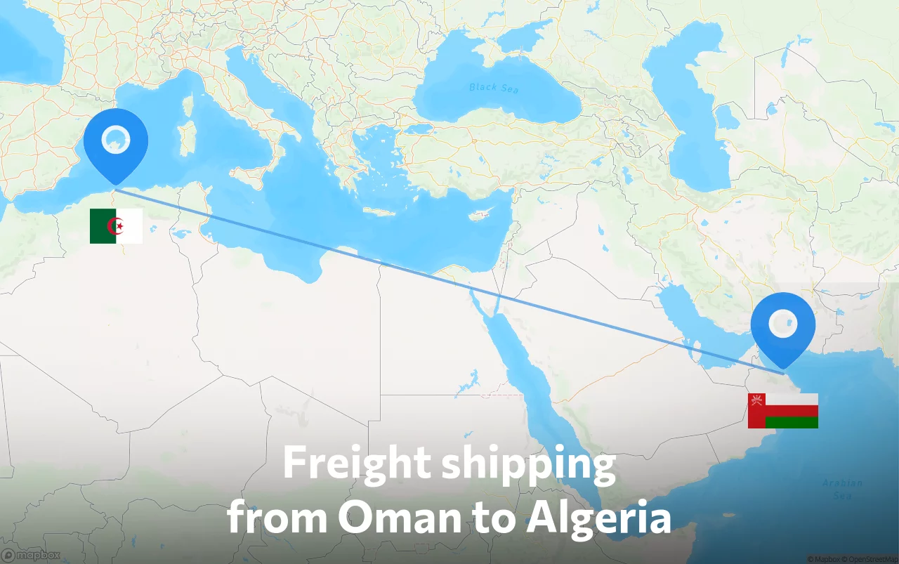 Shipping route from Oman to Algeria