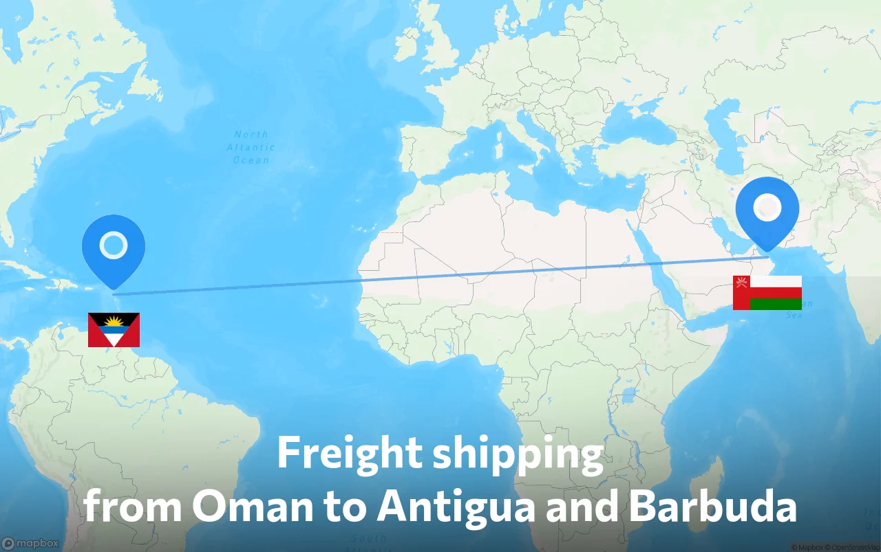 Shipping route from Oman to Antigua and Barbuda