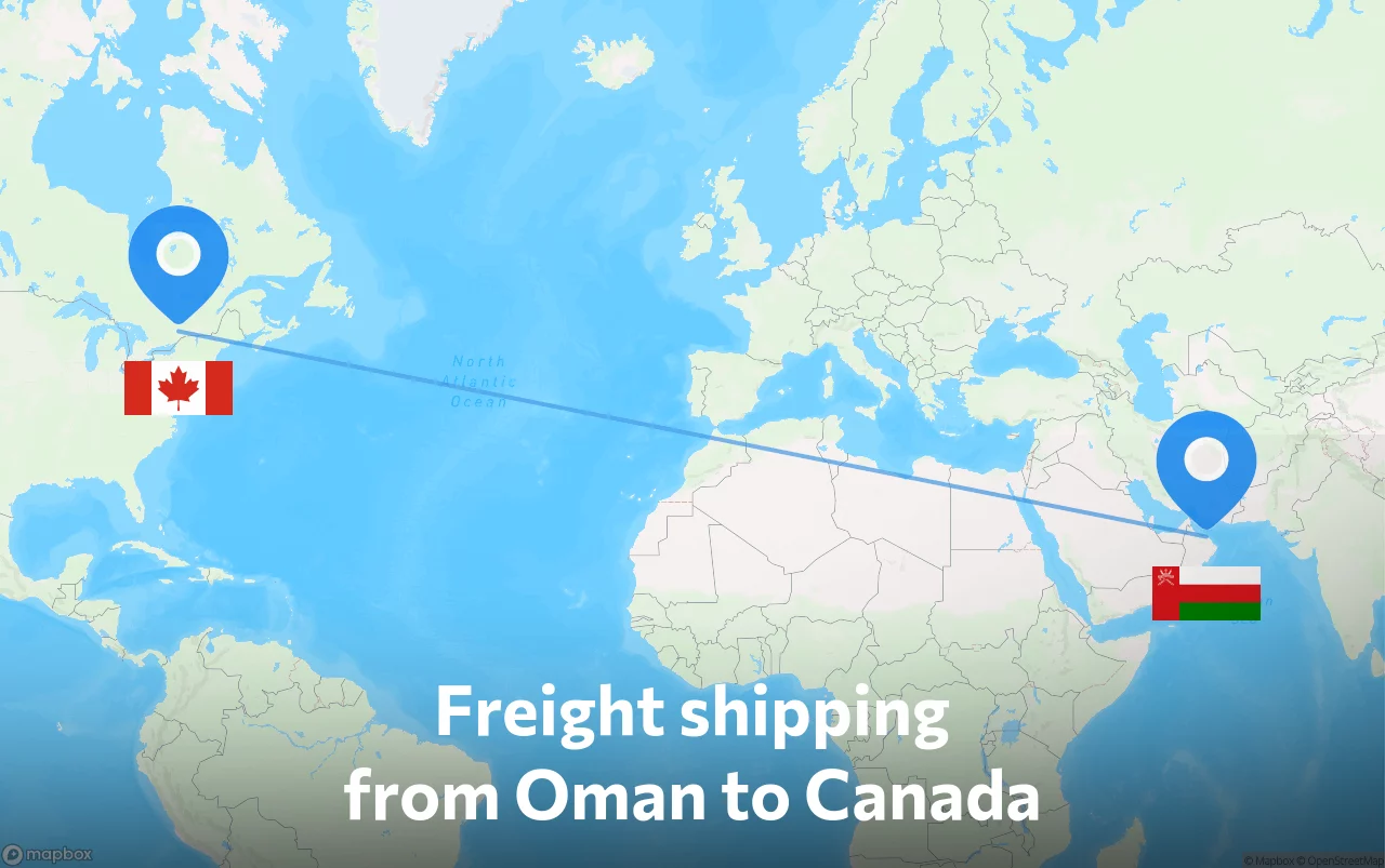 Shipping route from Oman to Canada
