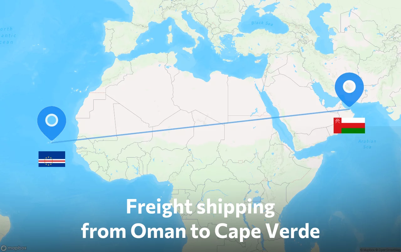Shipping route from Oman to Cape Verde