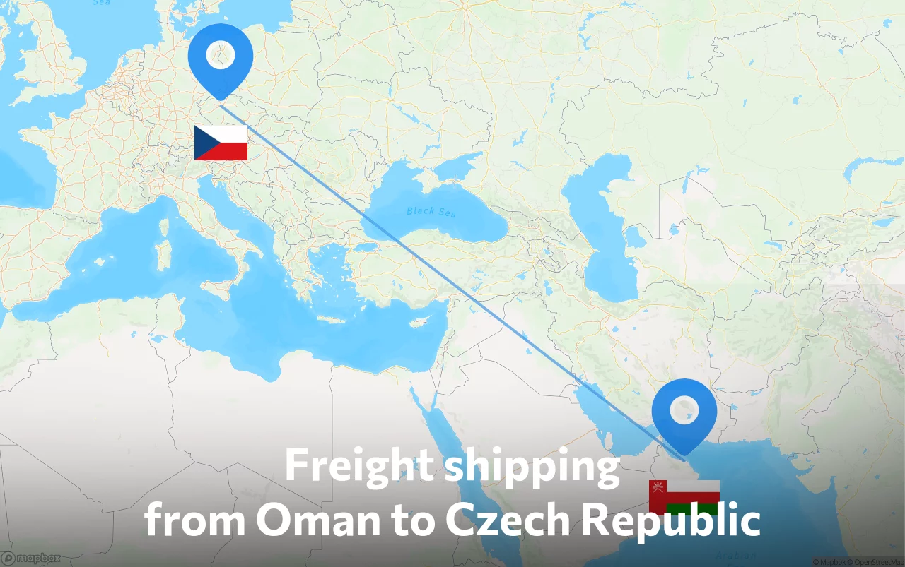 Shipping route from Oman to Czech Republic