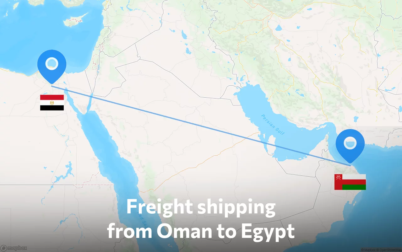Shipping route from Oman to Egypt