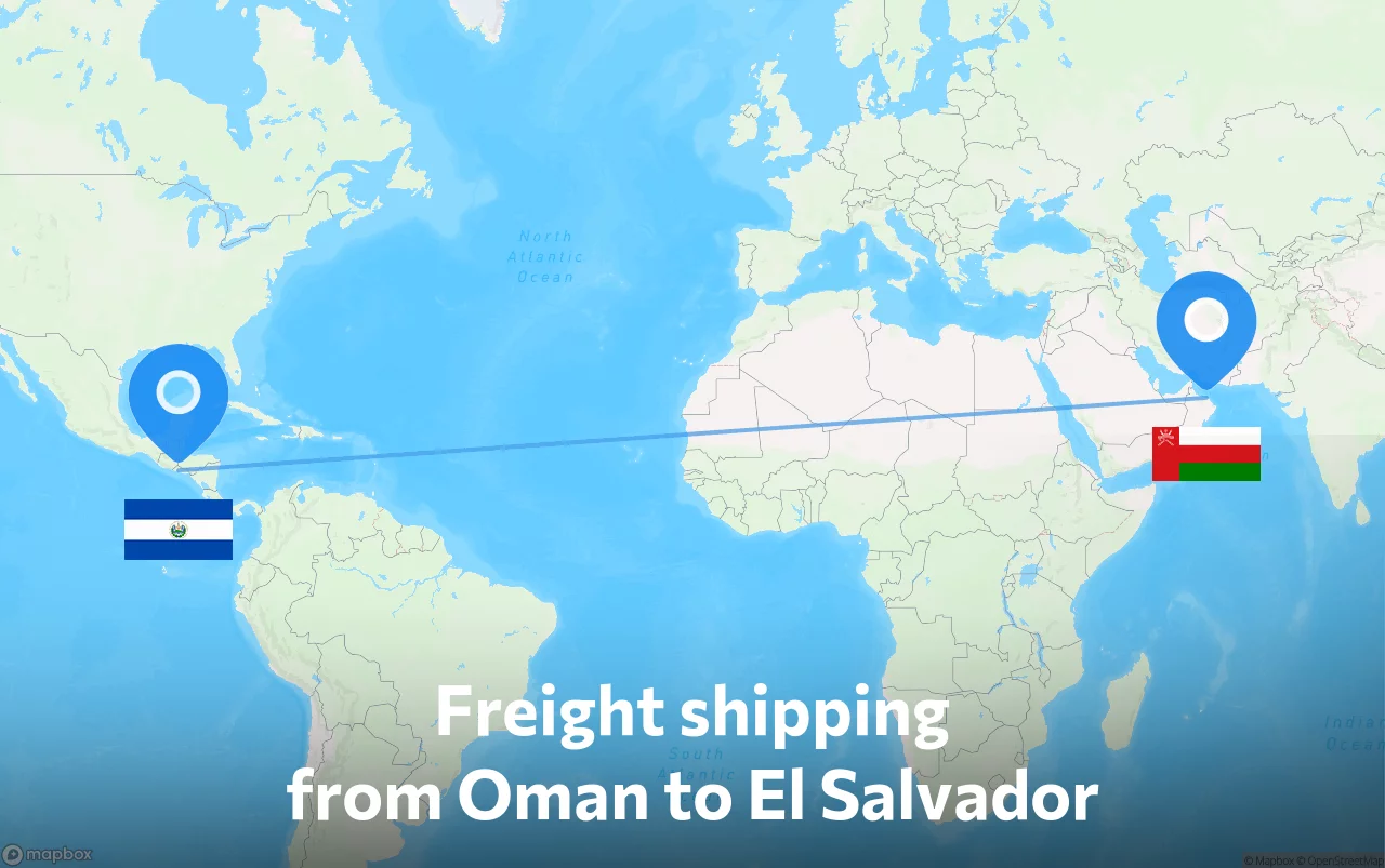 Shipping route from Oman to El Salvador