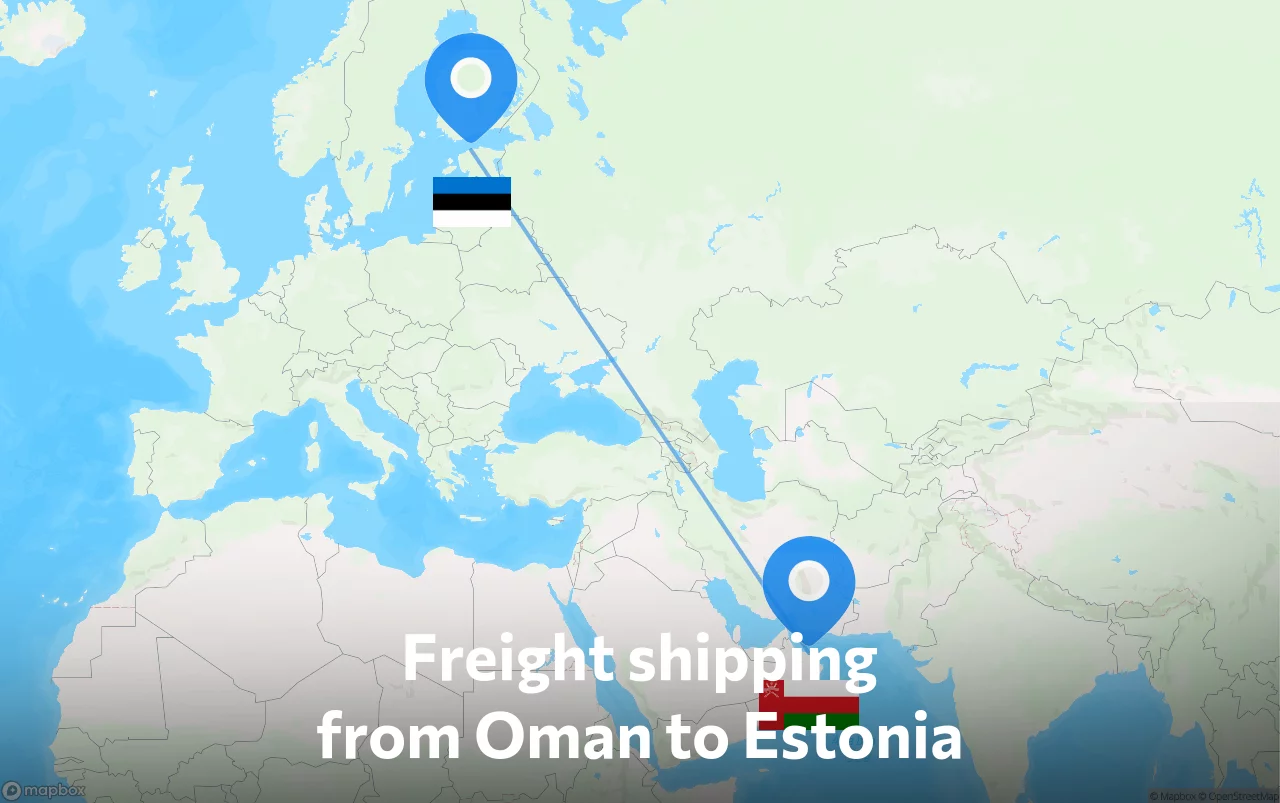 Shipping route from Oman to Estonia
