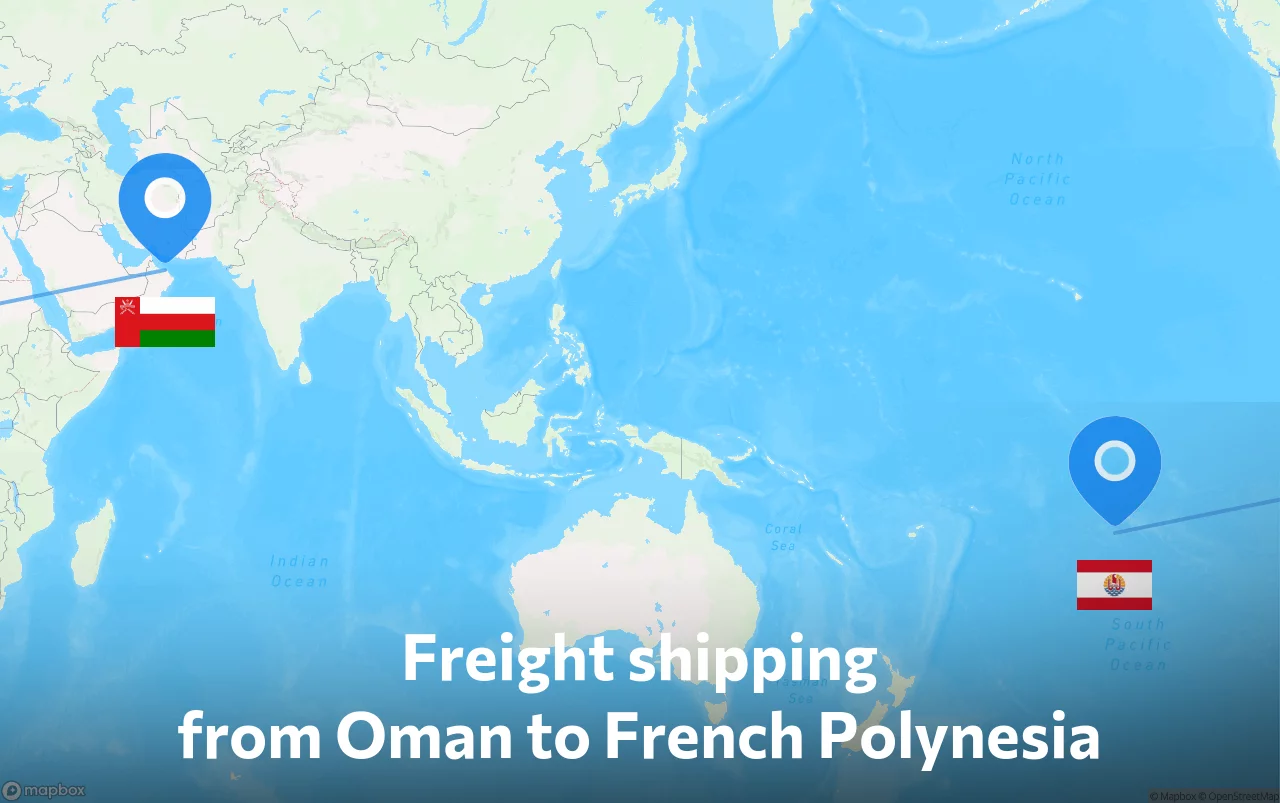 Shipping route from Oman to French Polynesia