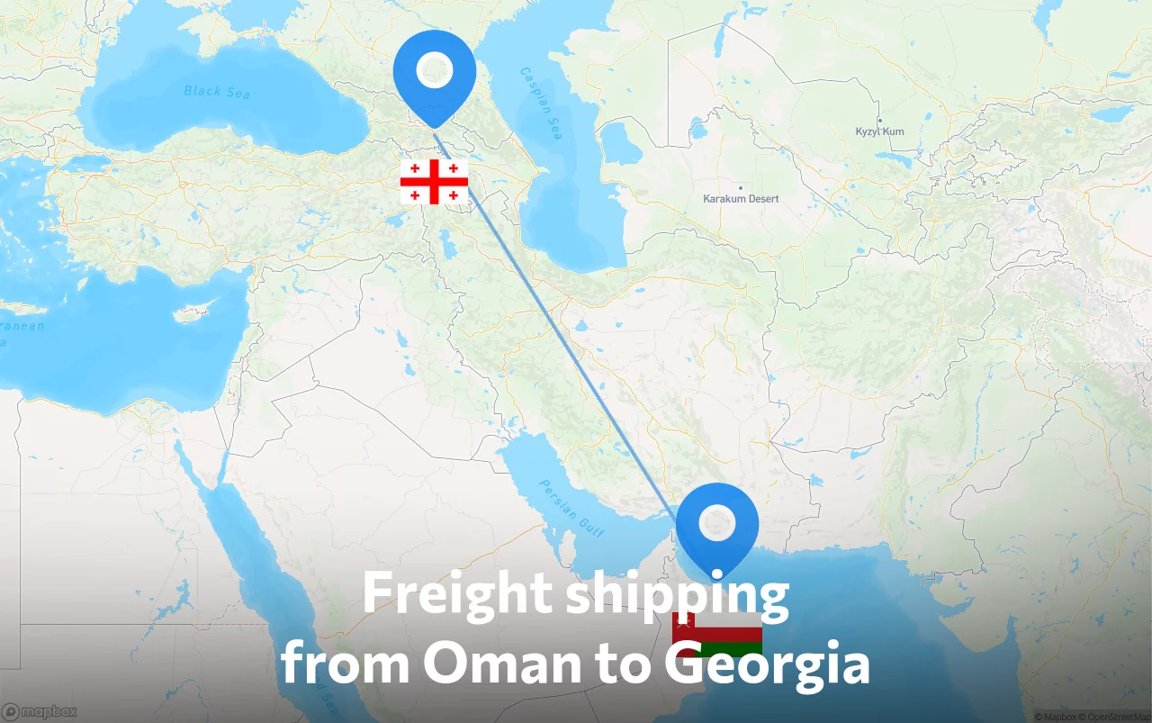 Shipping route from Oman to Georgia