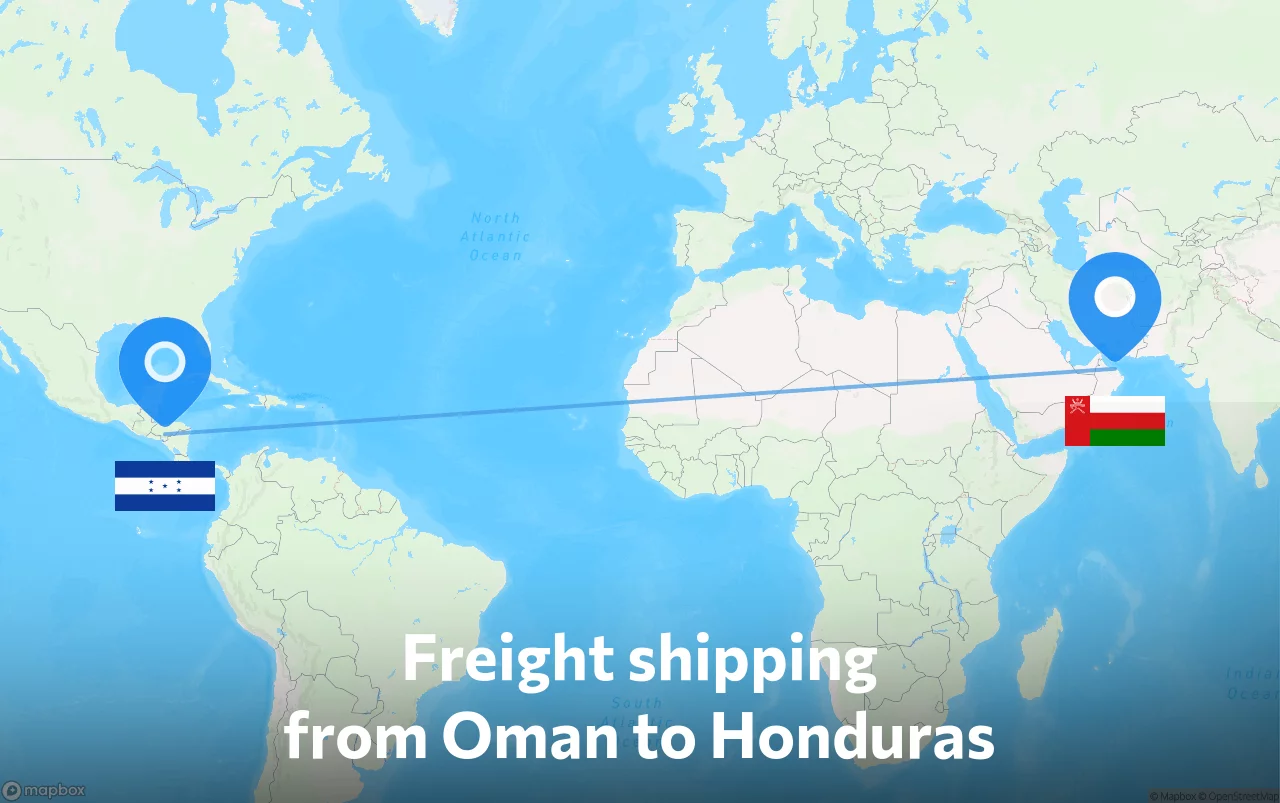 Shipping route from Oman to Honduras