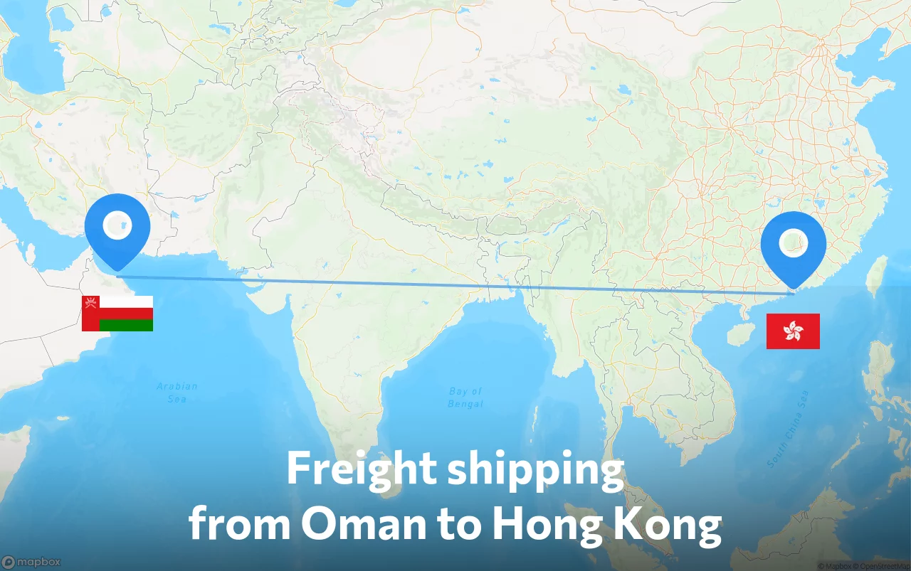 Shipping route from Oman to Hong Kong