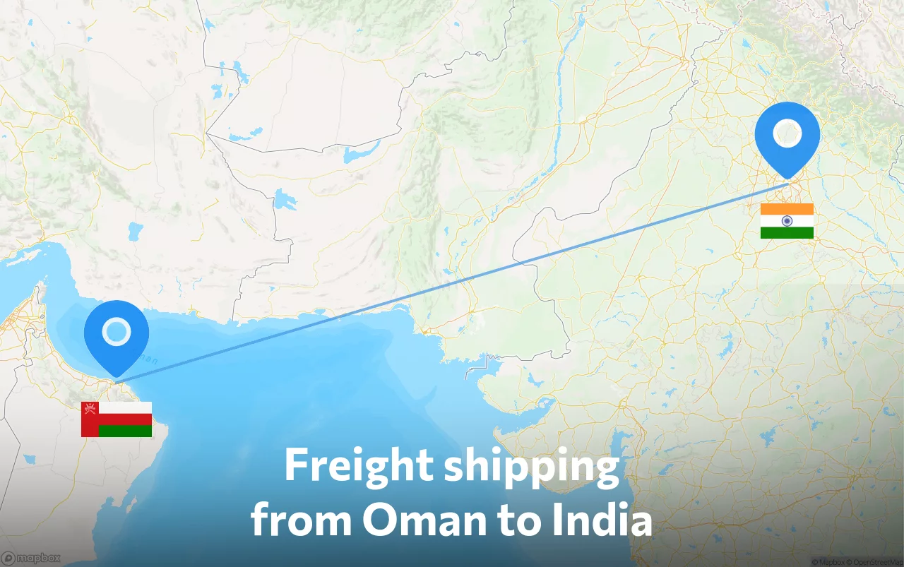 Shipping route from Oman to India
