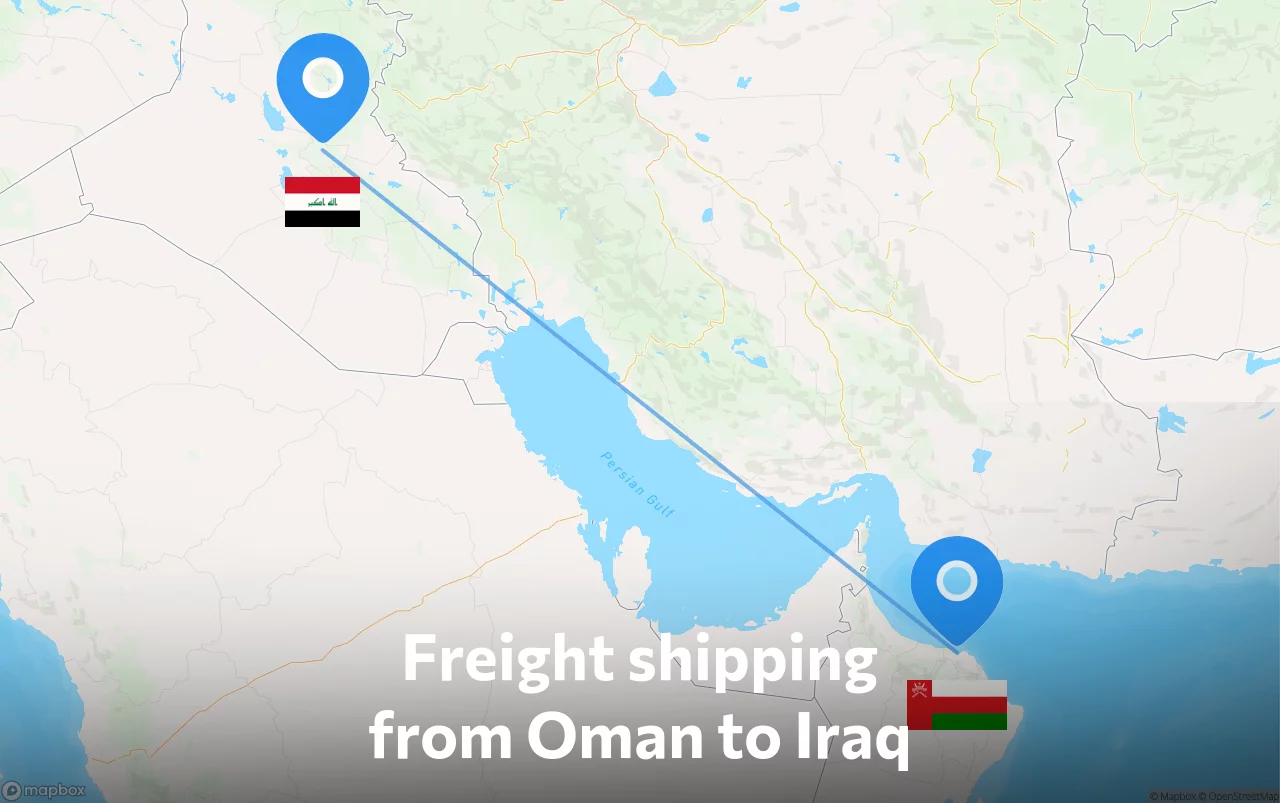 Shipping route from Oman to Iraq